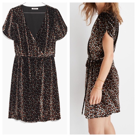 madewell velvet wrap dress